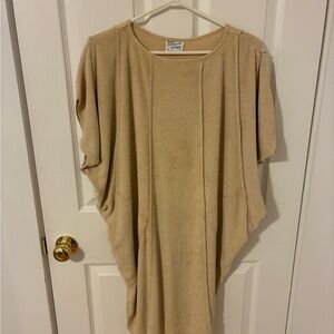 Vintage Bardinella Designs Relaxed Tan Short-Sleeve Tunic with Pockets